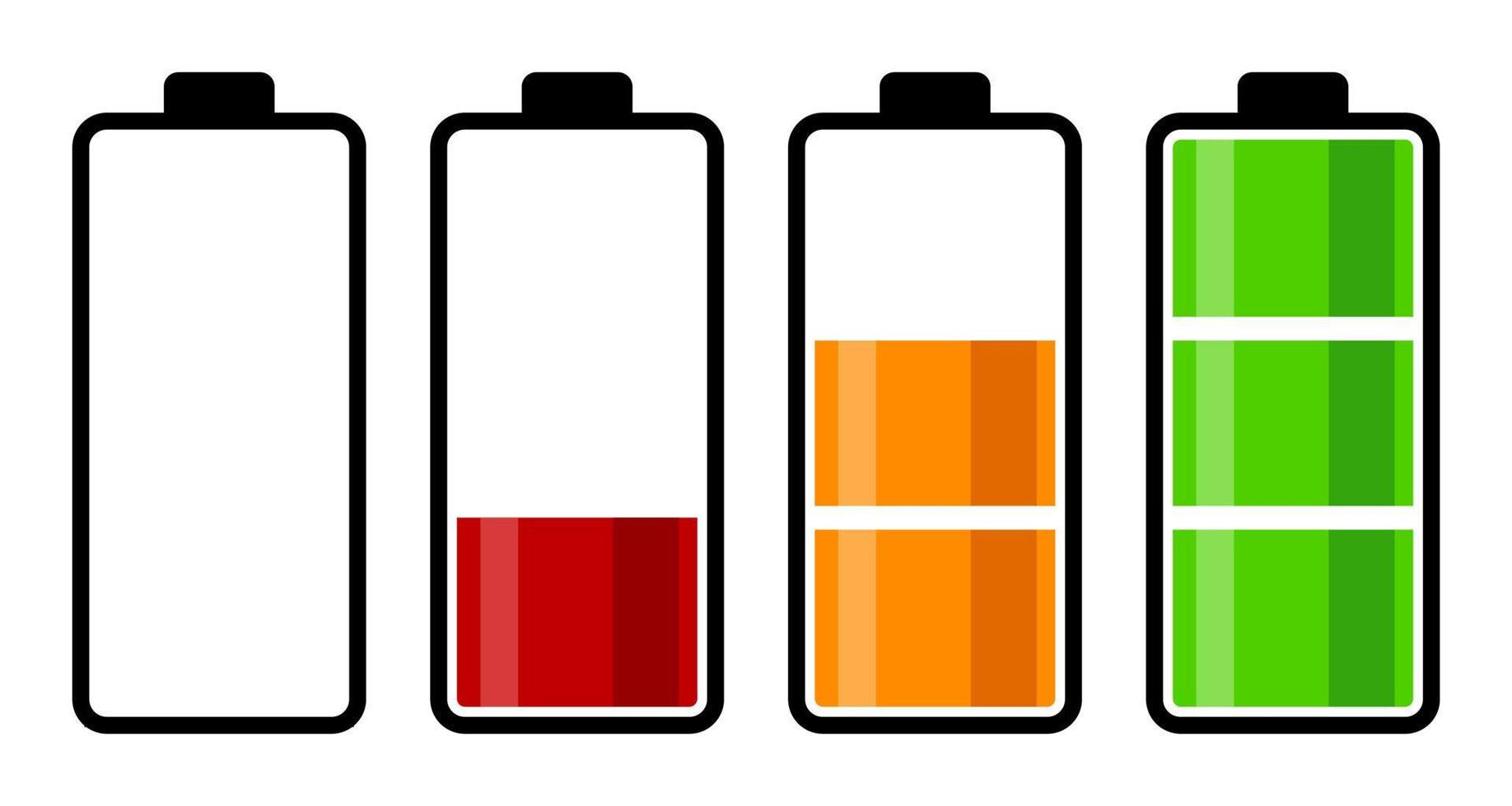 Set of battery charge level indicator vector