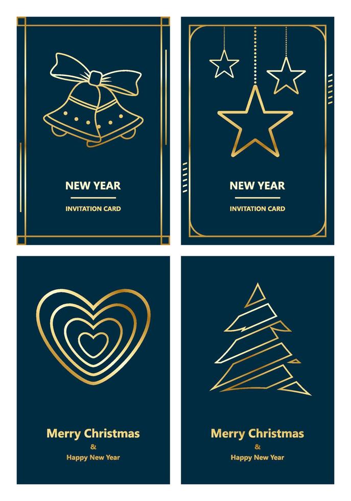 Merry Christmas and New Year greeting card vector