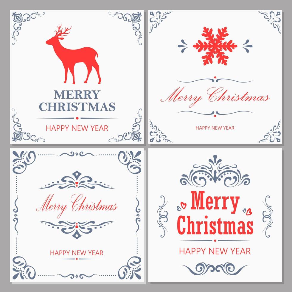 Merry Christmas and New Year greeting card vector