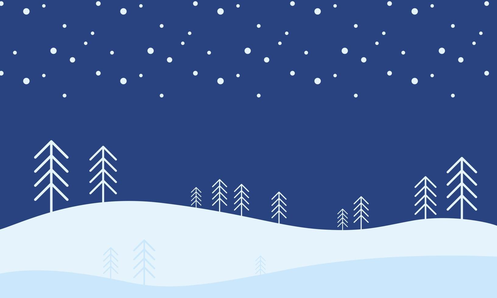 Winter background with simple Christmas trees in the forest. vector illustration