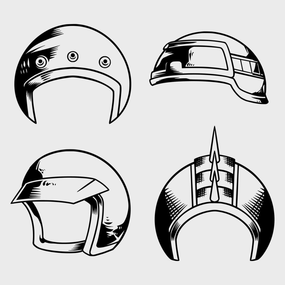 cool motorcycle helmet pack illustration vector