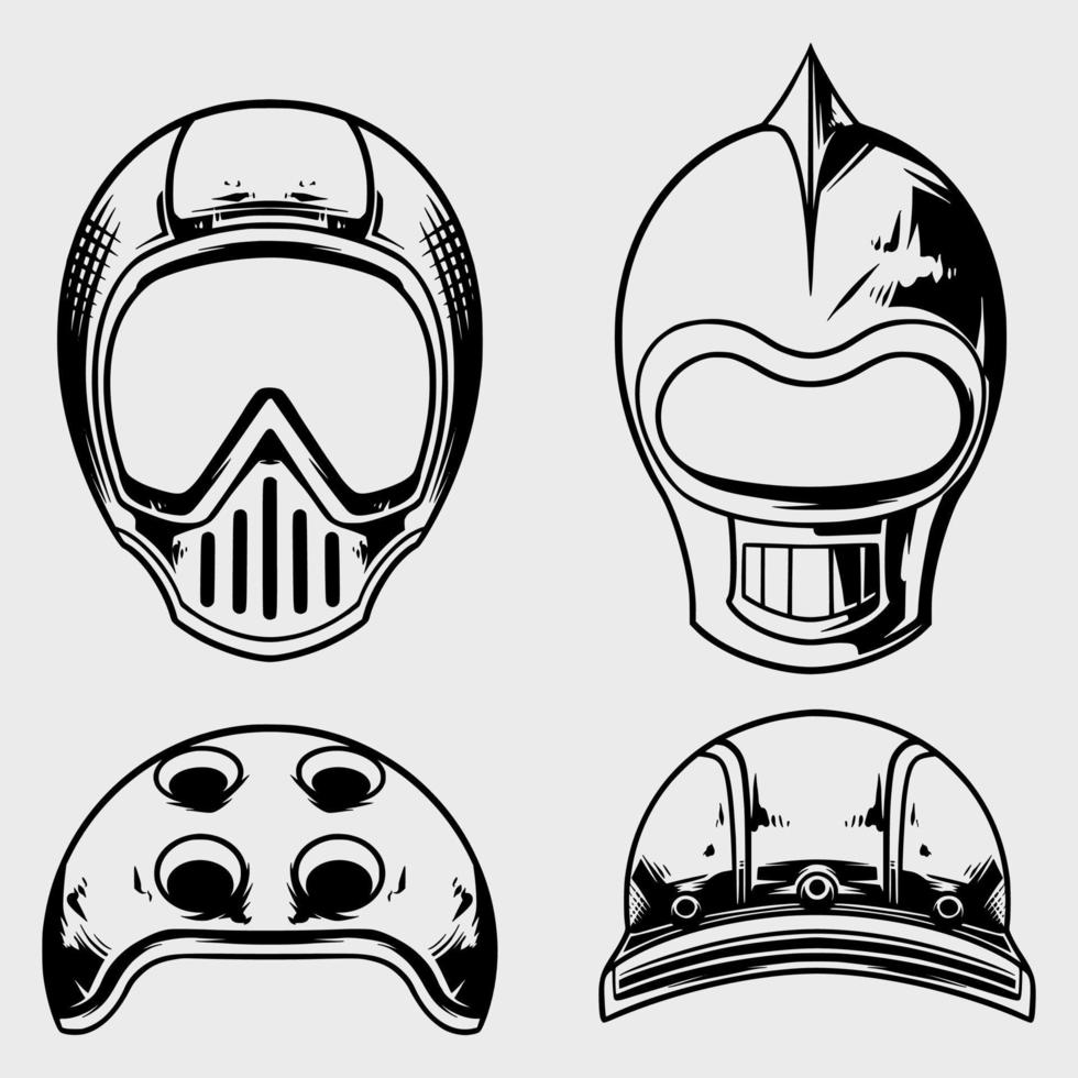 Imágenes de casco único clásico y fresco vector