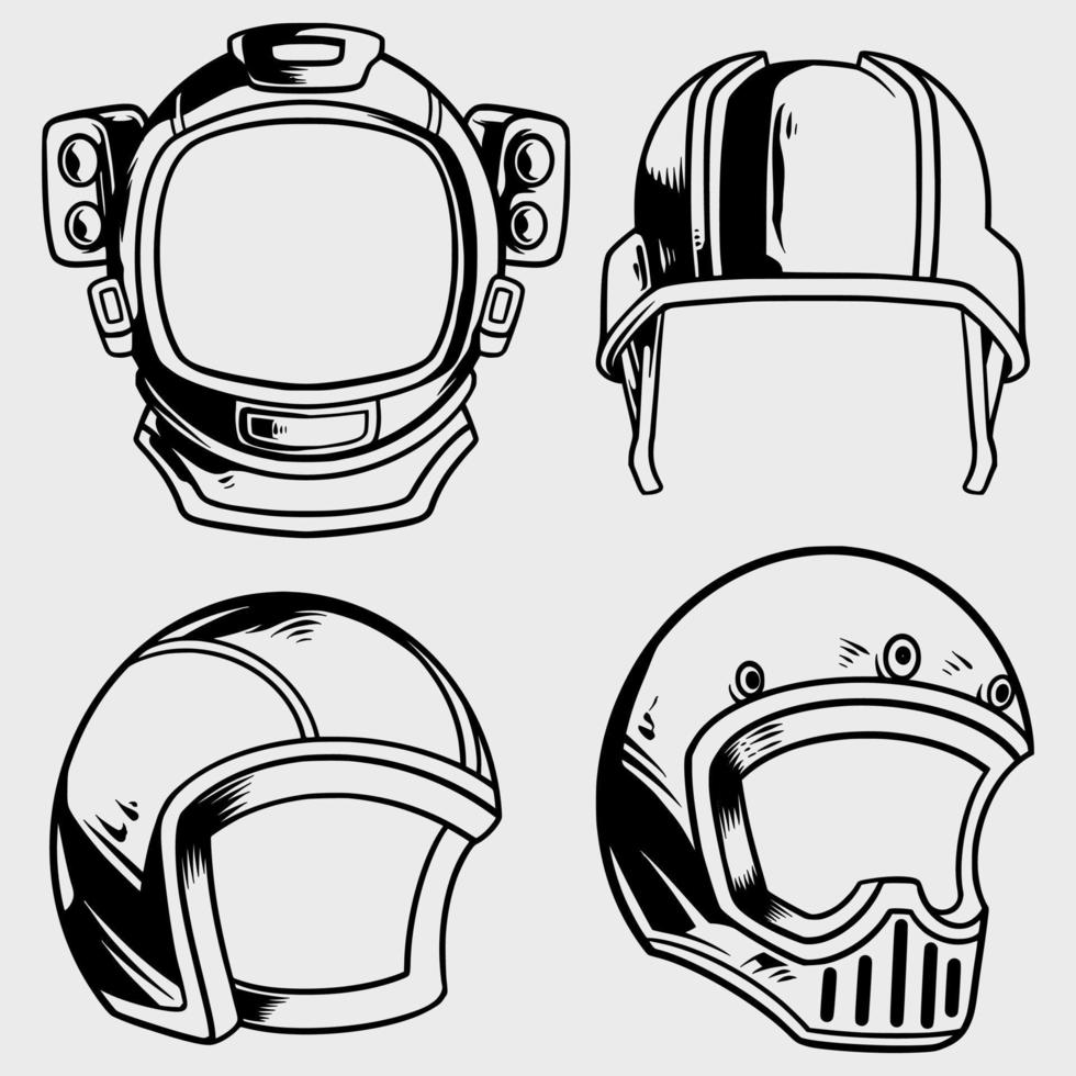 casco de moto único fresco y clásico vector