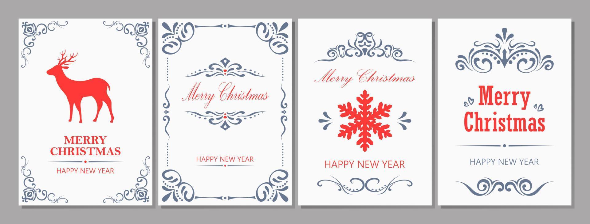 Merry Christmas and New Year greeting card vector