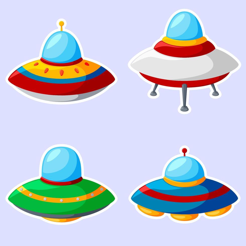 conjunto de coloridas naves extraterrestres vector