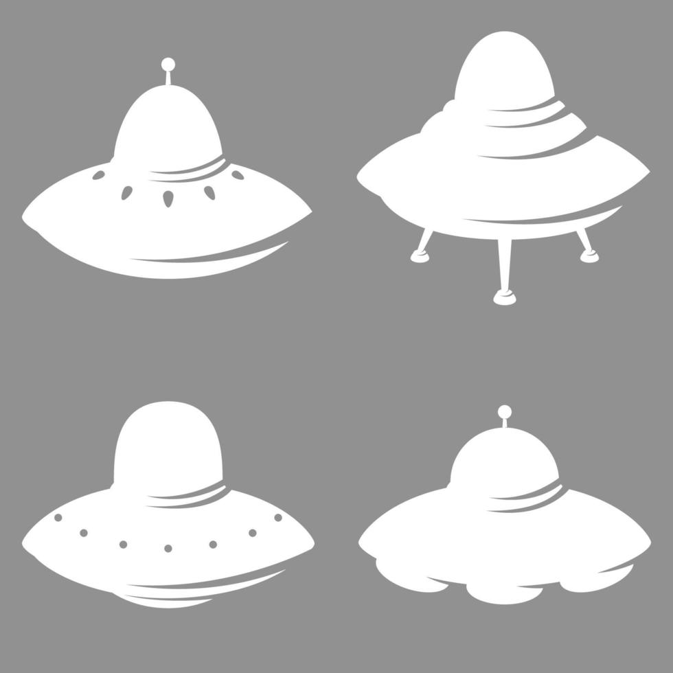 Set of alien spaceship icons vector