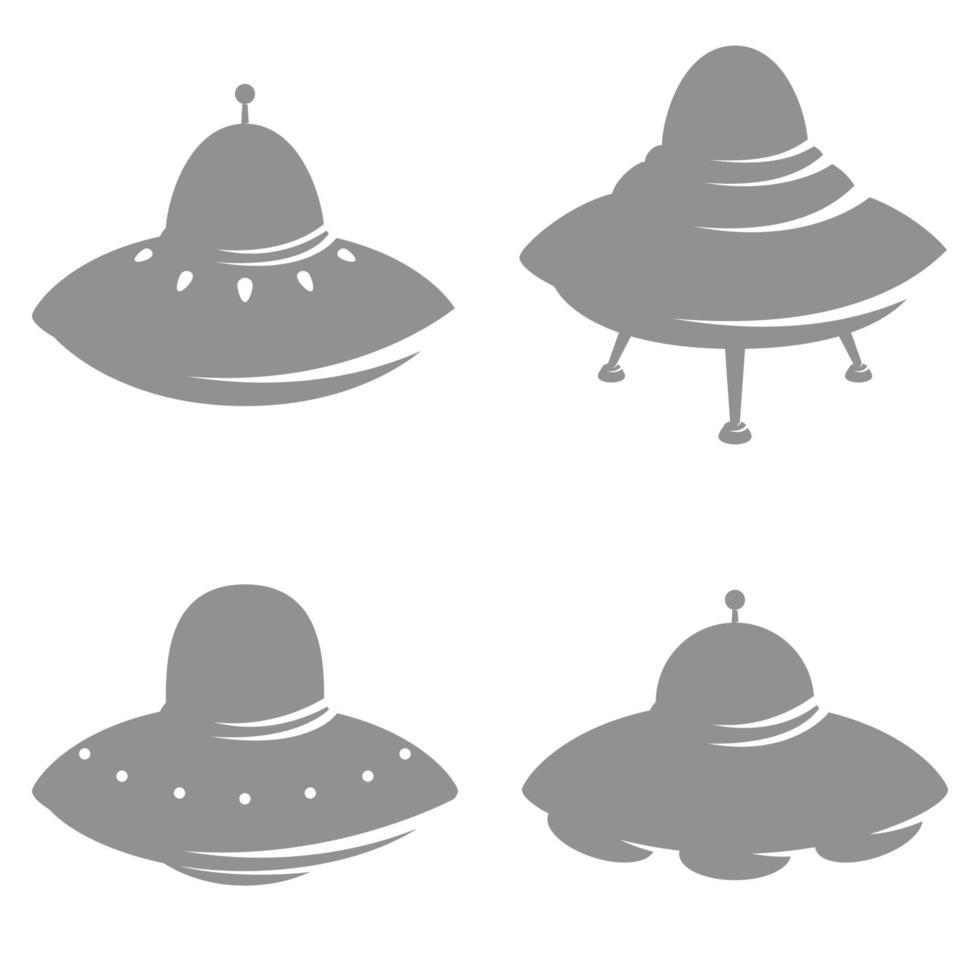 Set of alien spaceship icons vector