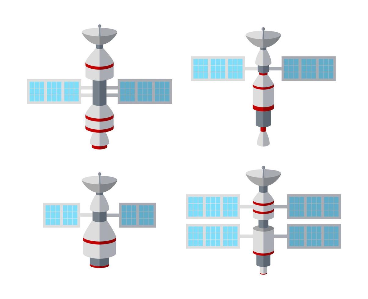 conjunto de dibujos animados de iconos de satélite vector
