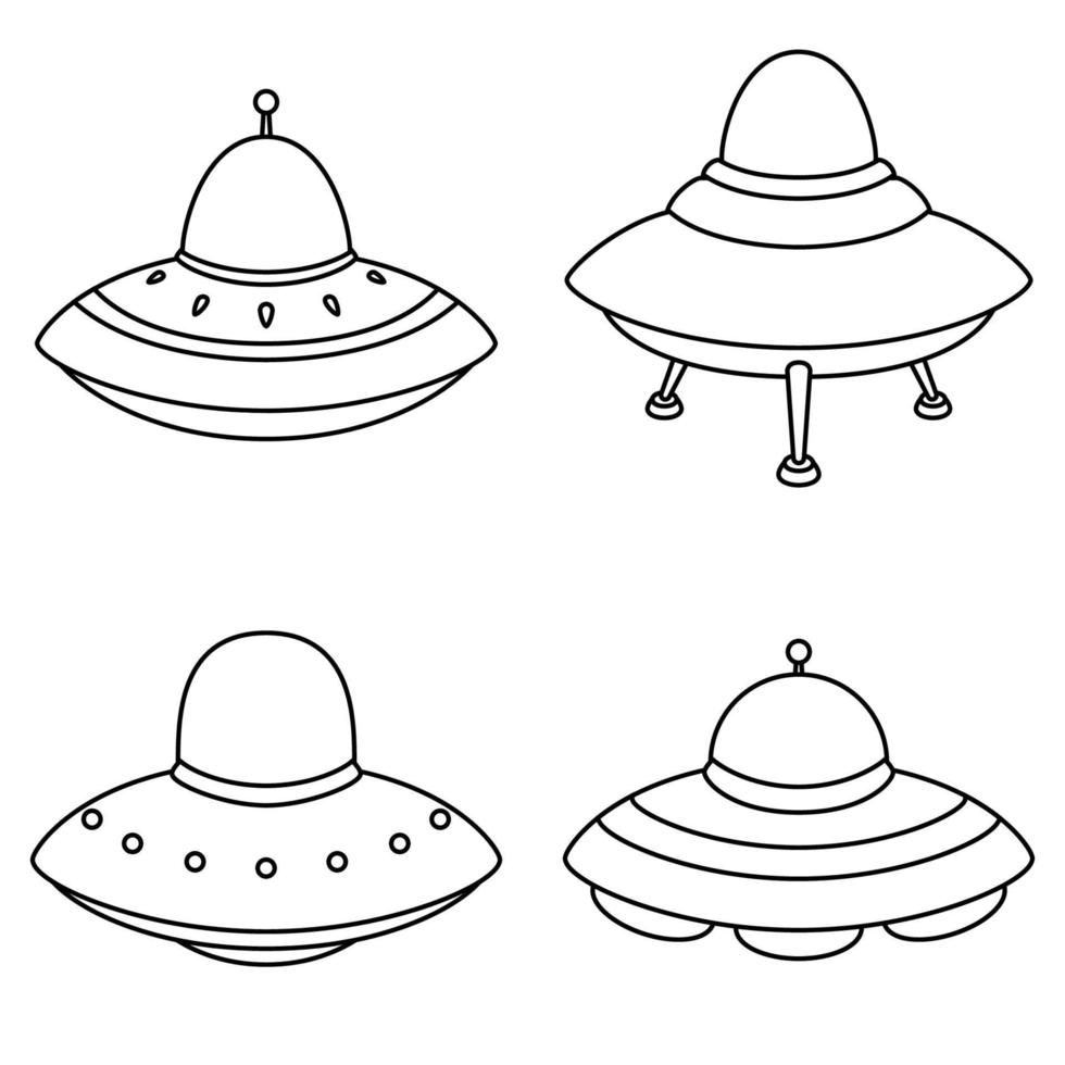 Set of alien spaceship icons vector