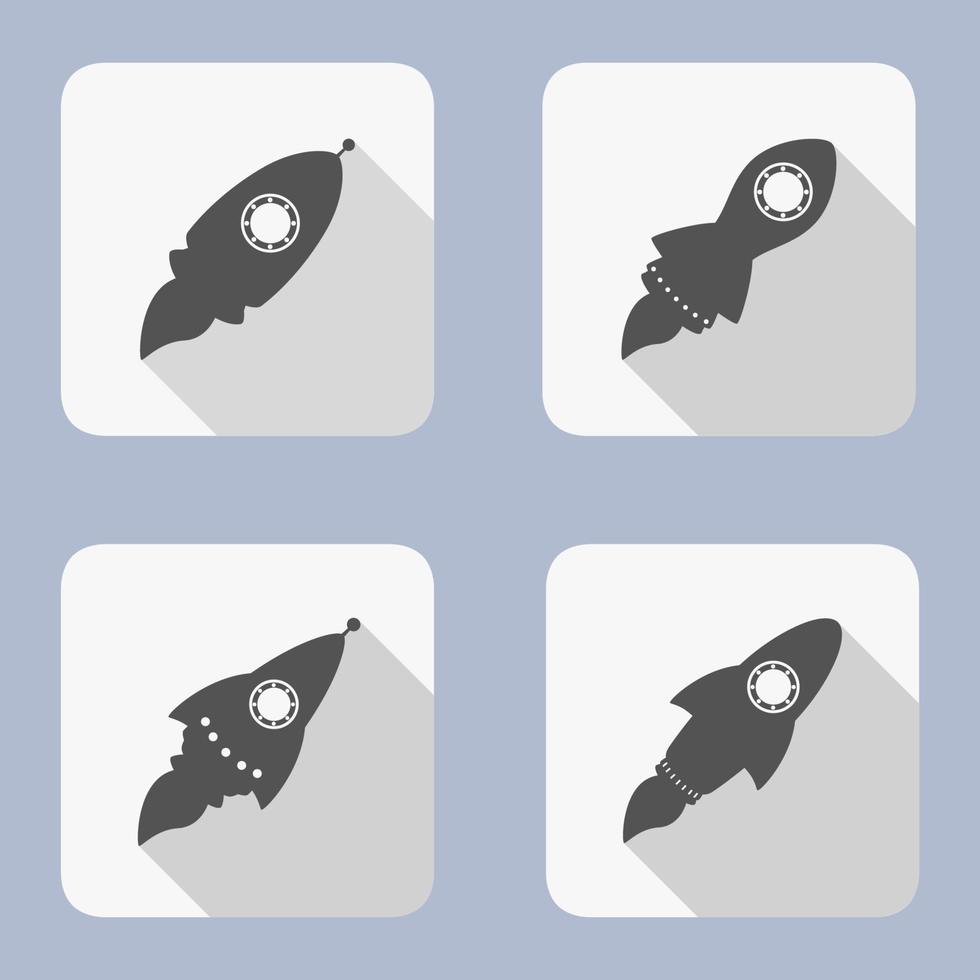 conjunto de iconos de cohetes sobre fondo blanco vector