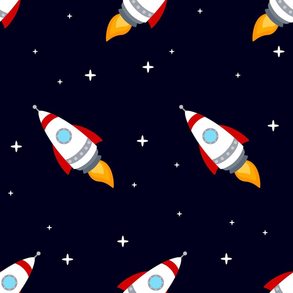 Rocket space ship seamless pattern vector