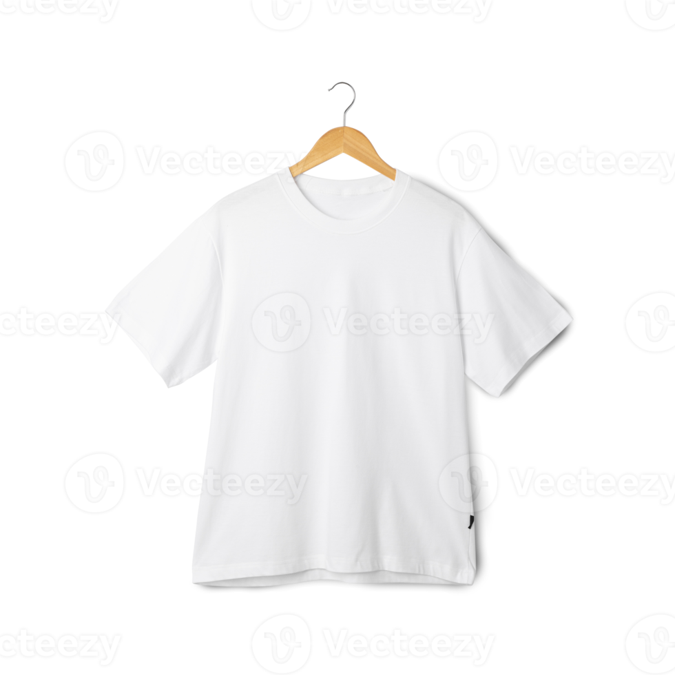 White Oversize T shirt mockup hanging, Realistic t-shirt png