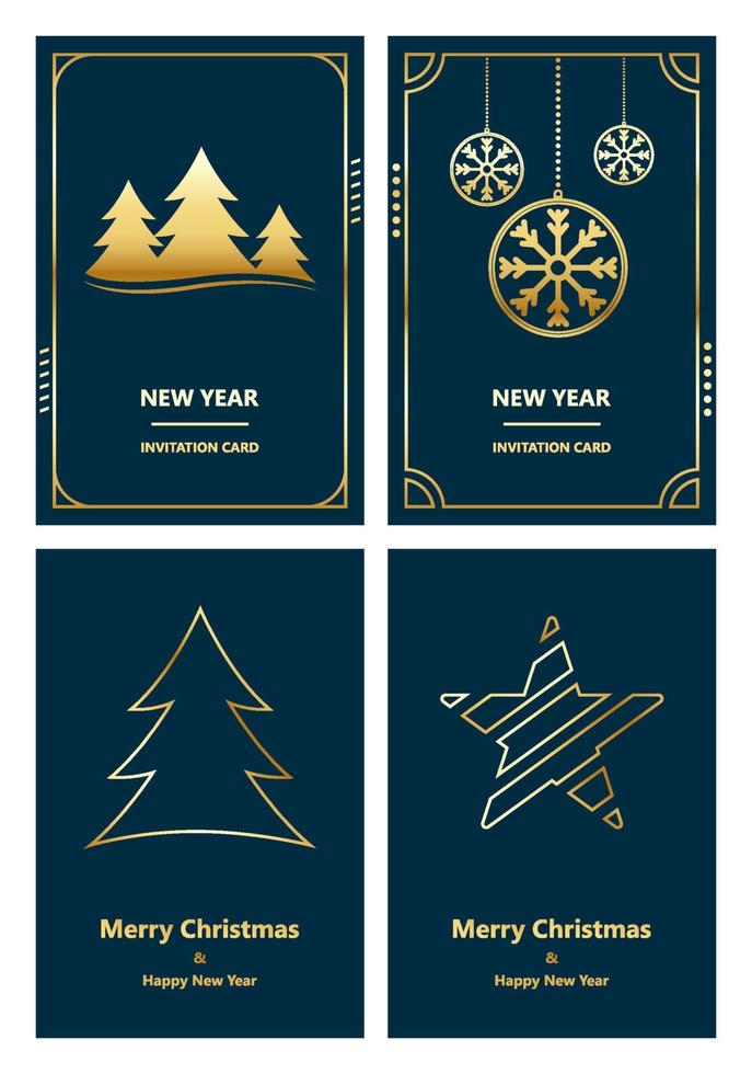 Merry Christmas and New Year greeting card vector