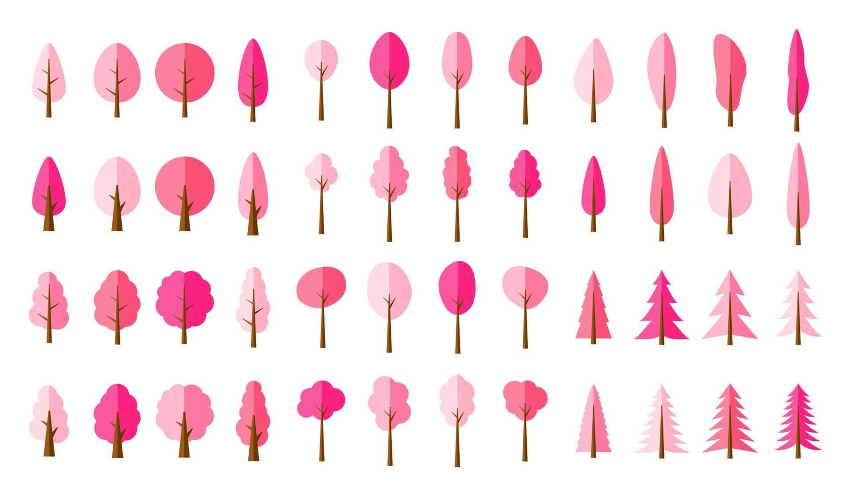 Set of  pattern pink pine trees vector