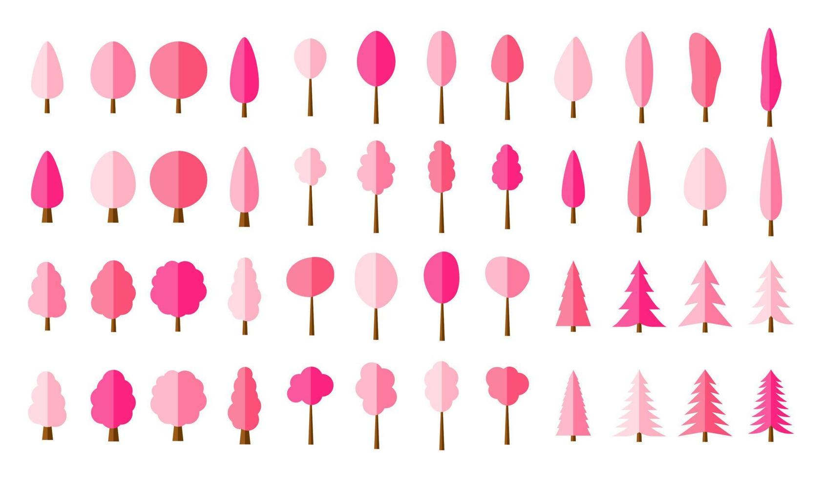 Set of  pattern pink pine trees vector