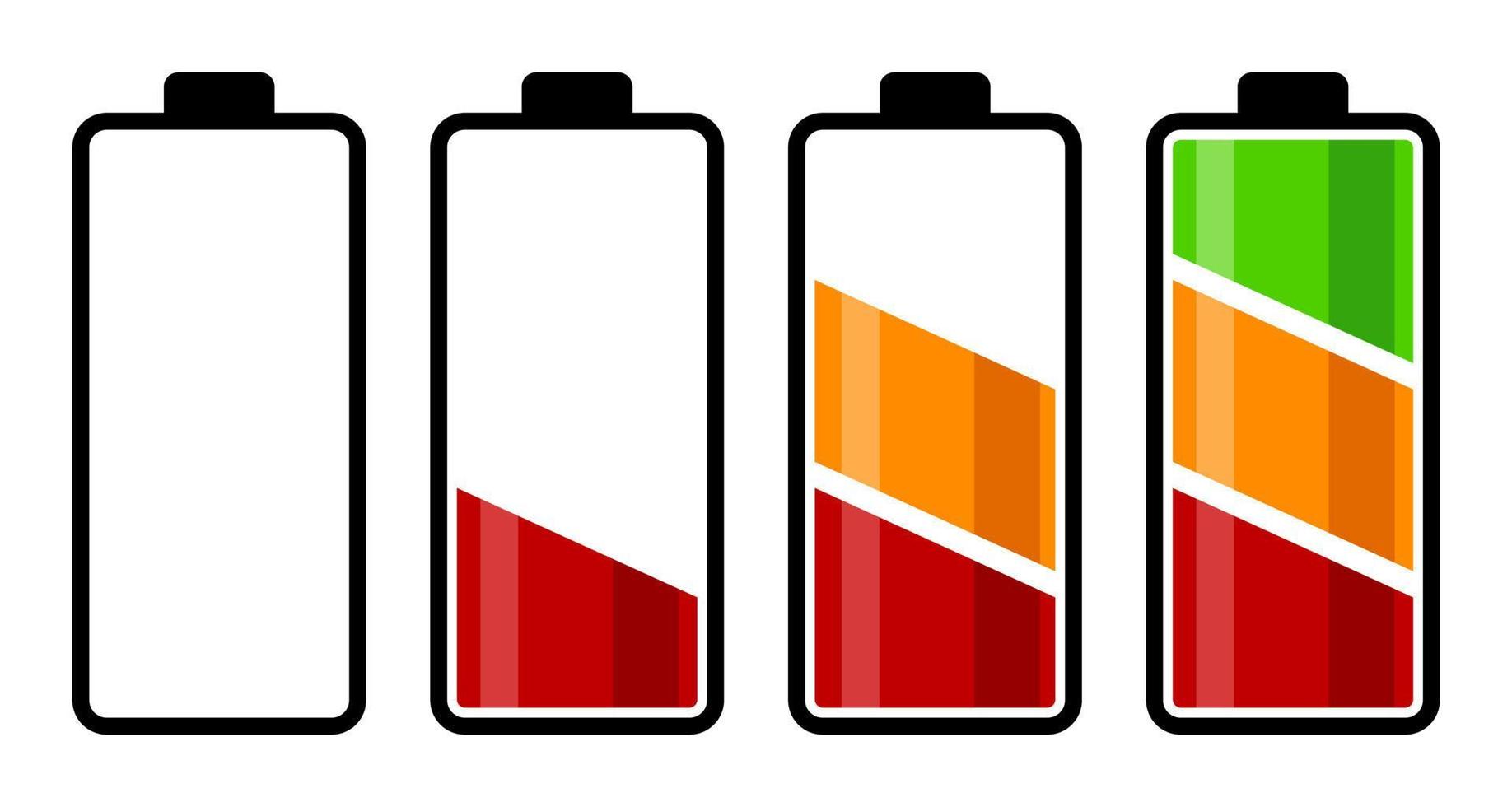 Set of battery charge level indicator vector