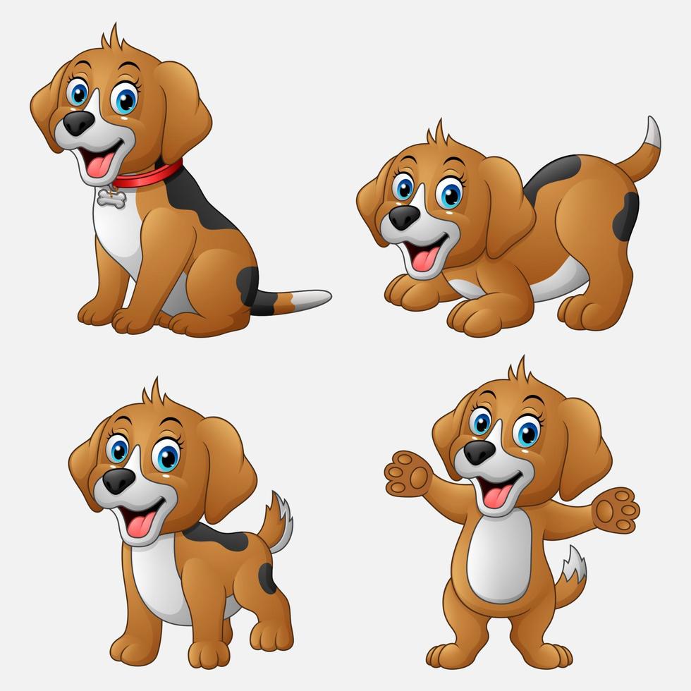 conjunto de colección de perros divertidos de dibujos animados vector