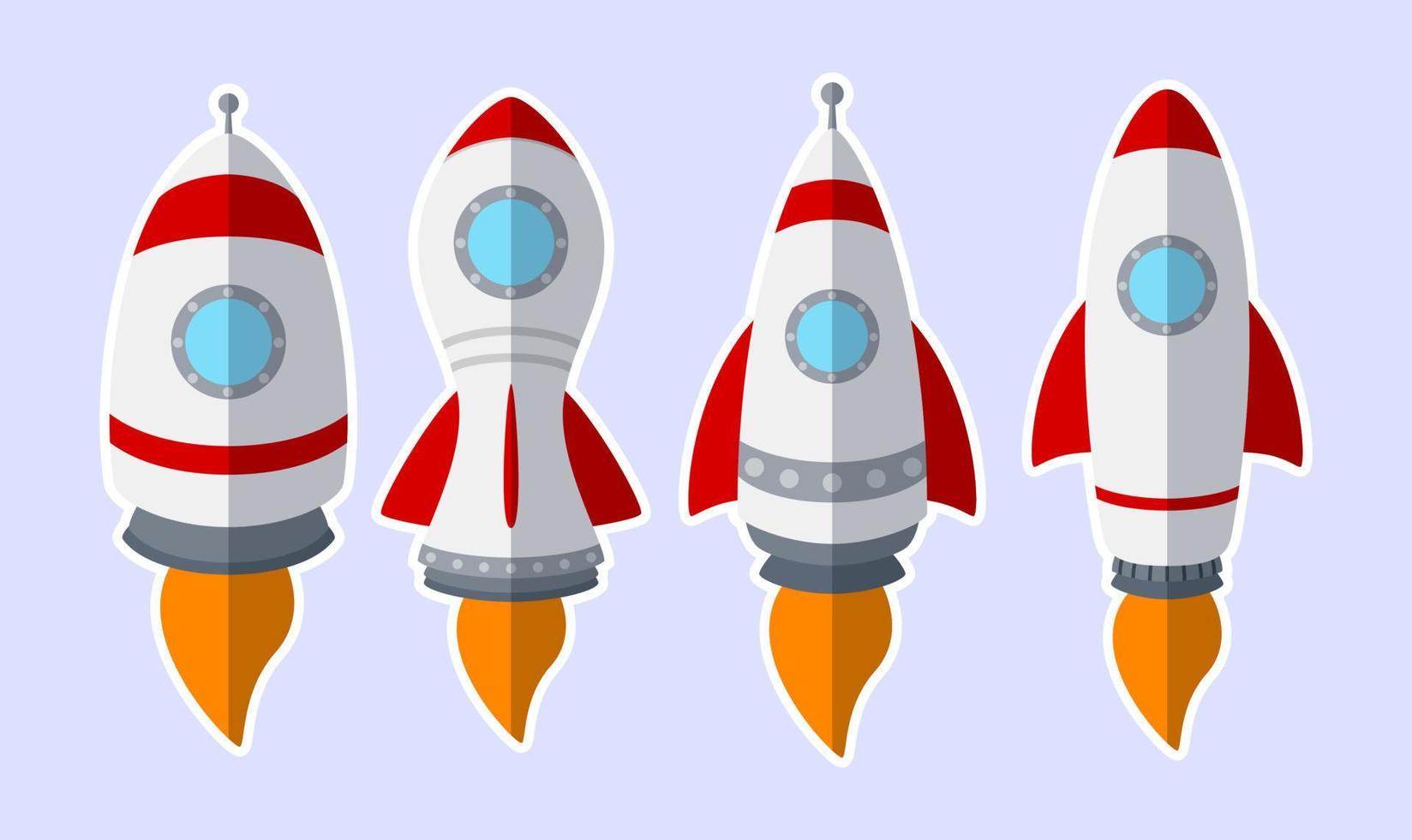 Set of colorful rocket isolated on white background vector