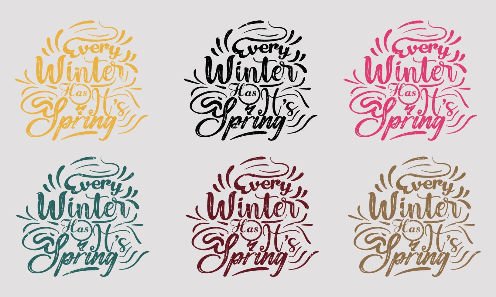 diseño de citas de primavera de invierno de caligrafía vector