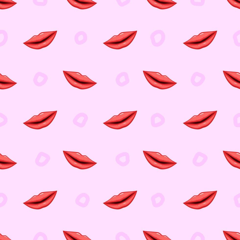 Seamless pattern red lips vector