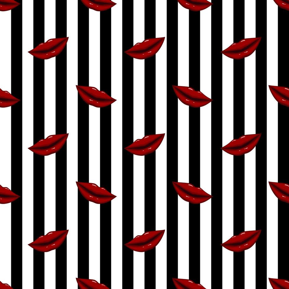 Seamless pattern red lips vector