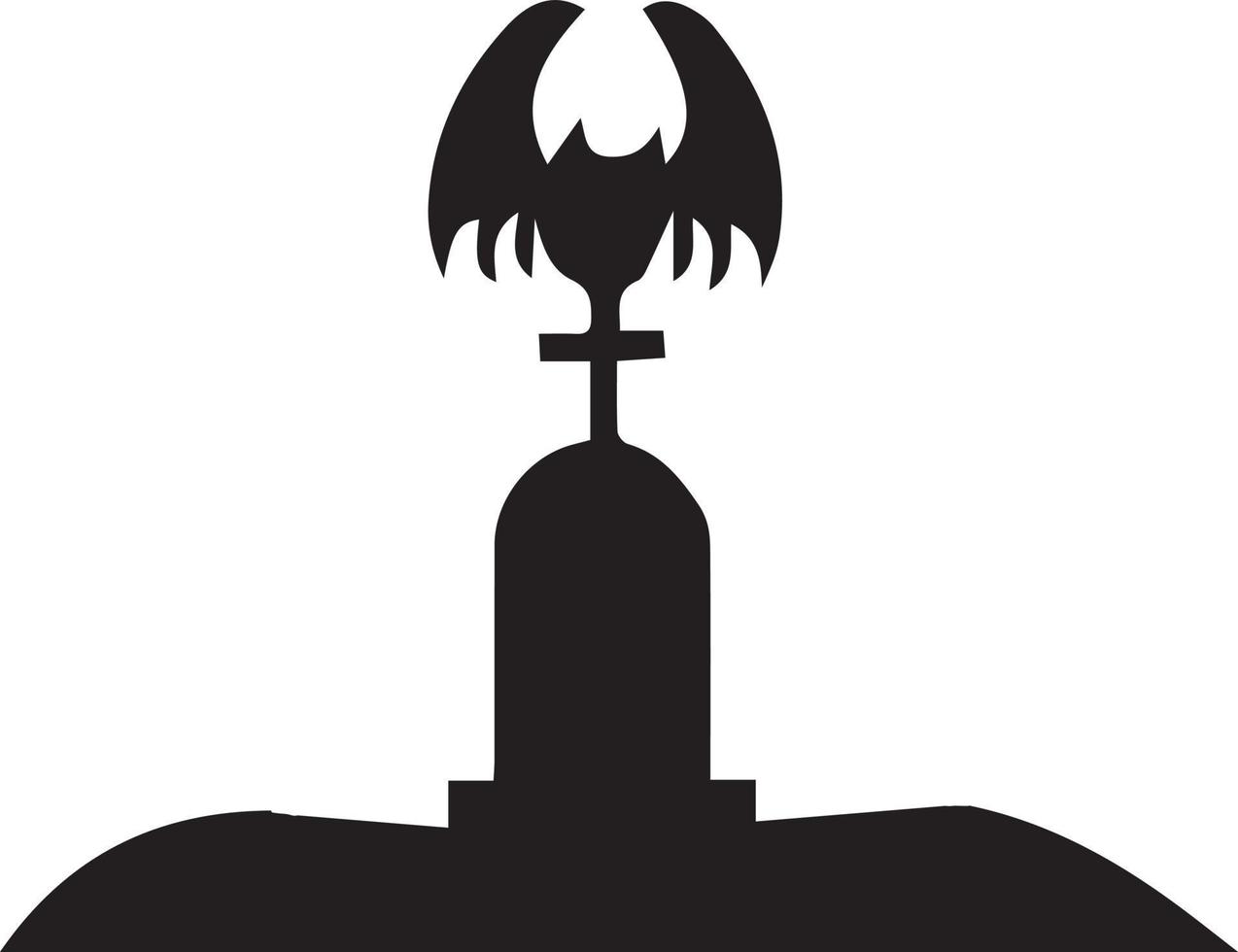 diseño simple de un cementerio con un murciélago encima vector