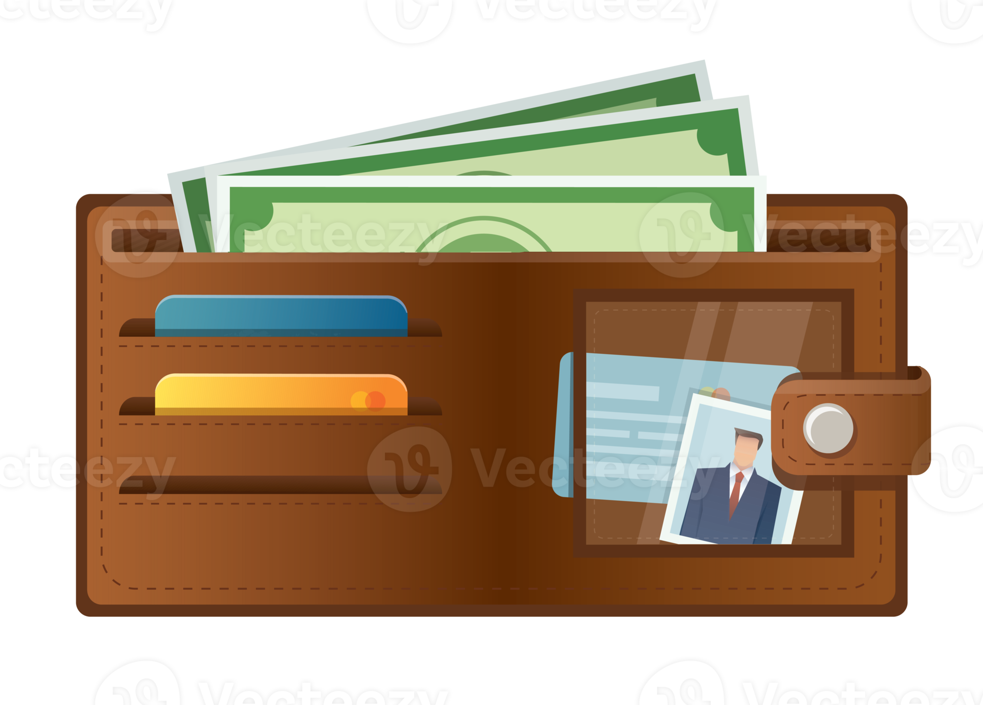 Brown wallet full of green dollars 12027624 PNG