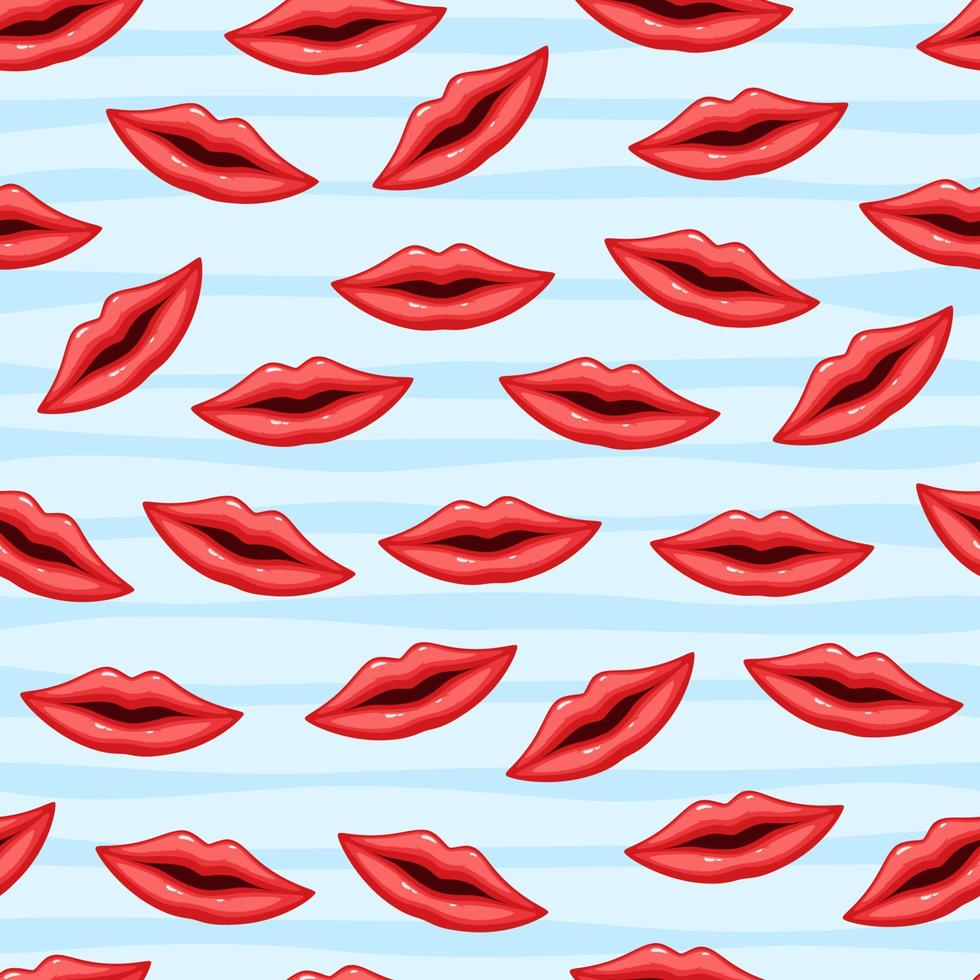 Seamless pattern red lips vector