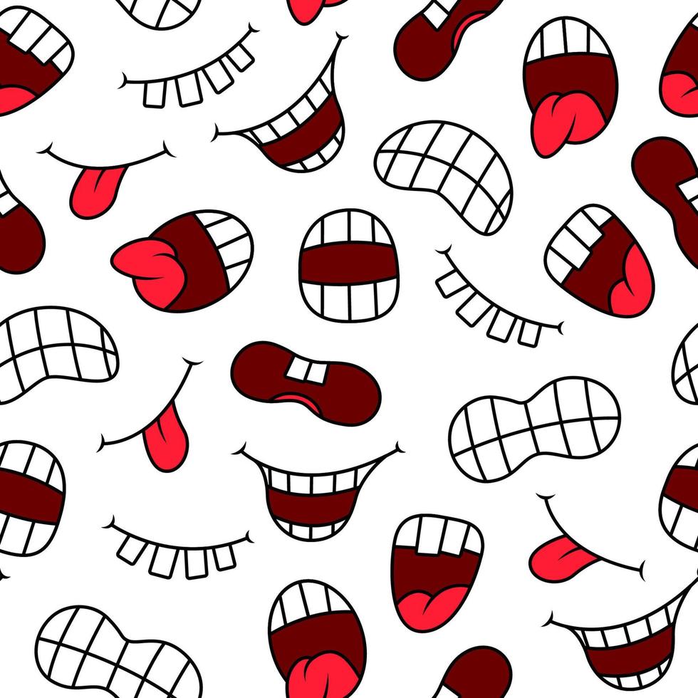 Cartoon funny mouth with different expressions vector