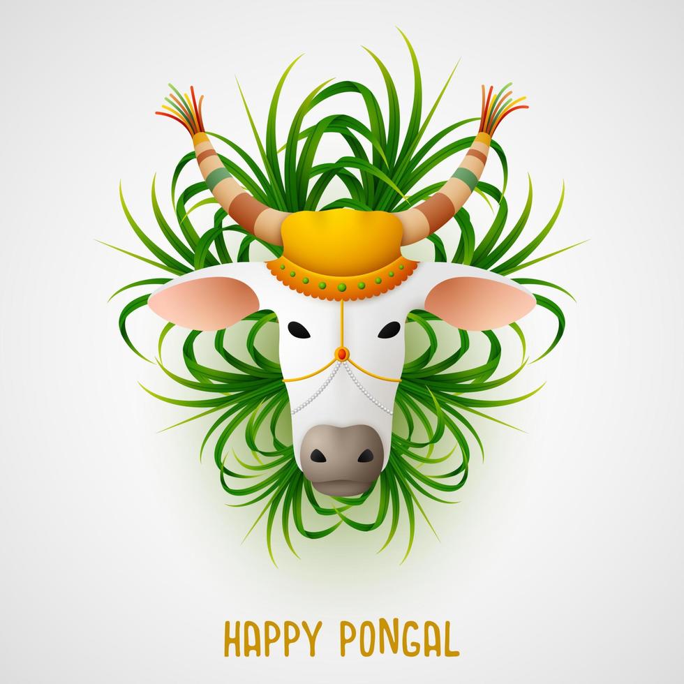 Happy Pongal with decorated cow vector
