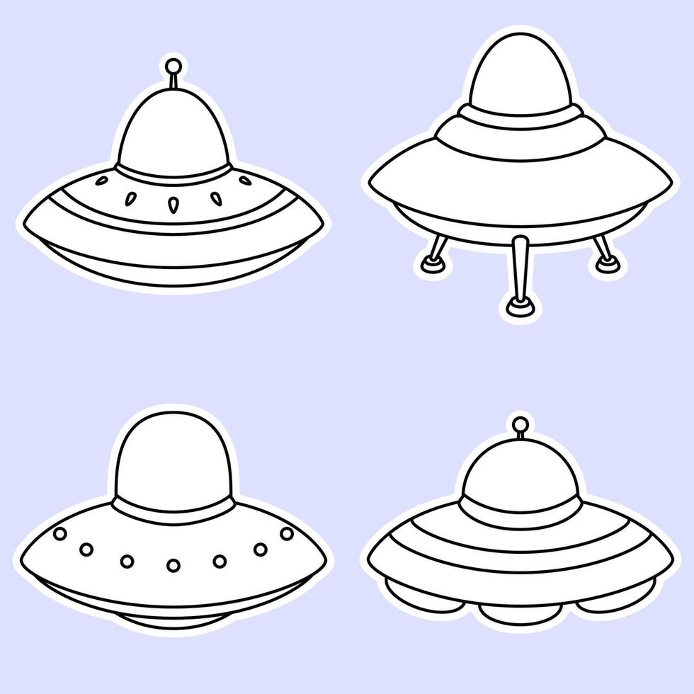 Set of alien spaceship icons vector