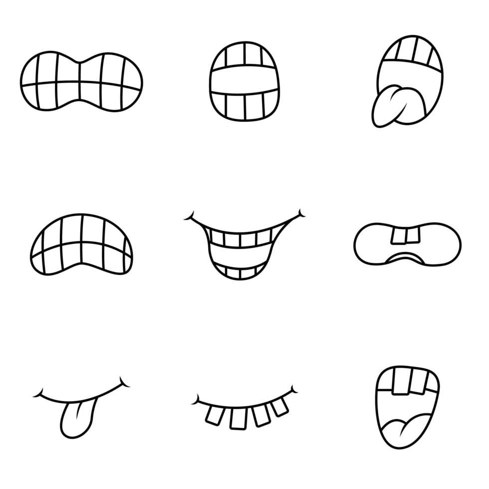 Cartoon funny mouth with different expressions vector