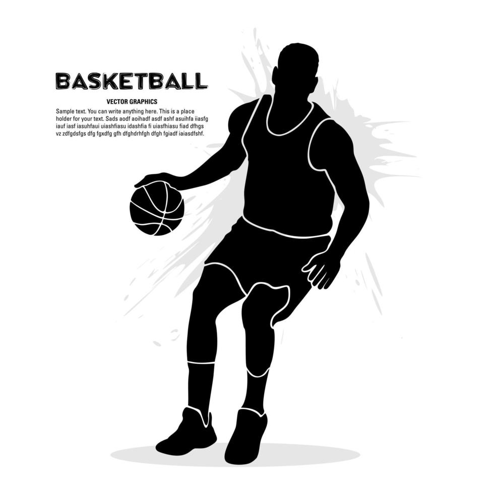 vector de silueta de jugador de baloncesto masculino