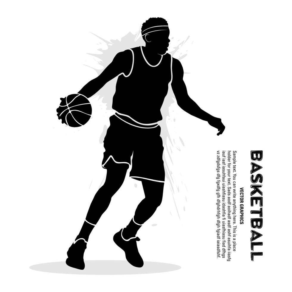 jugador de baloncesto defendiendo el balón aislado sobre fondo blanco vector
