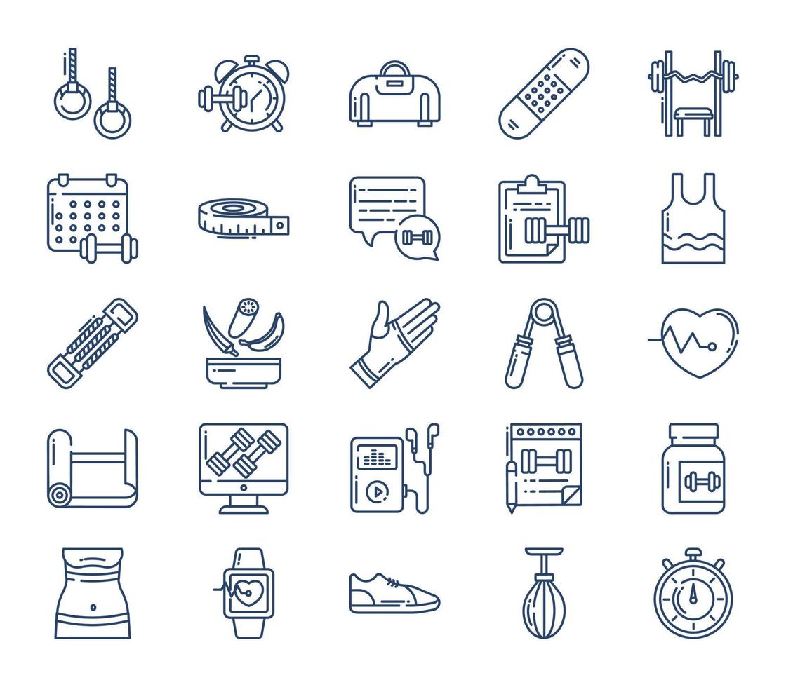 Fitness and wellness icon set vector