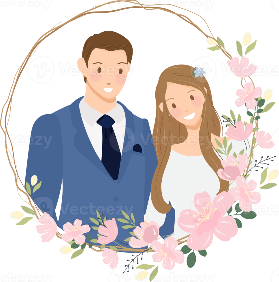 Free logotipo de corona de pareja de boda joven de dibujos animados lindo  en corona de flor de cerezo 12027862 PNG with Transparent Background