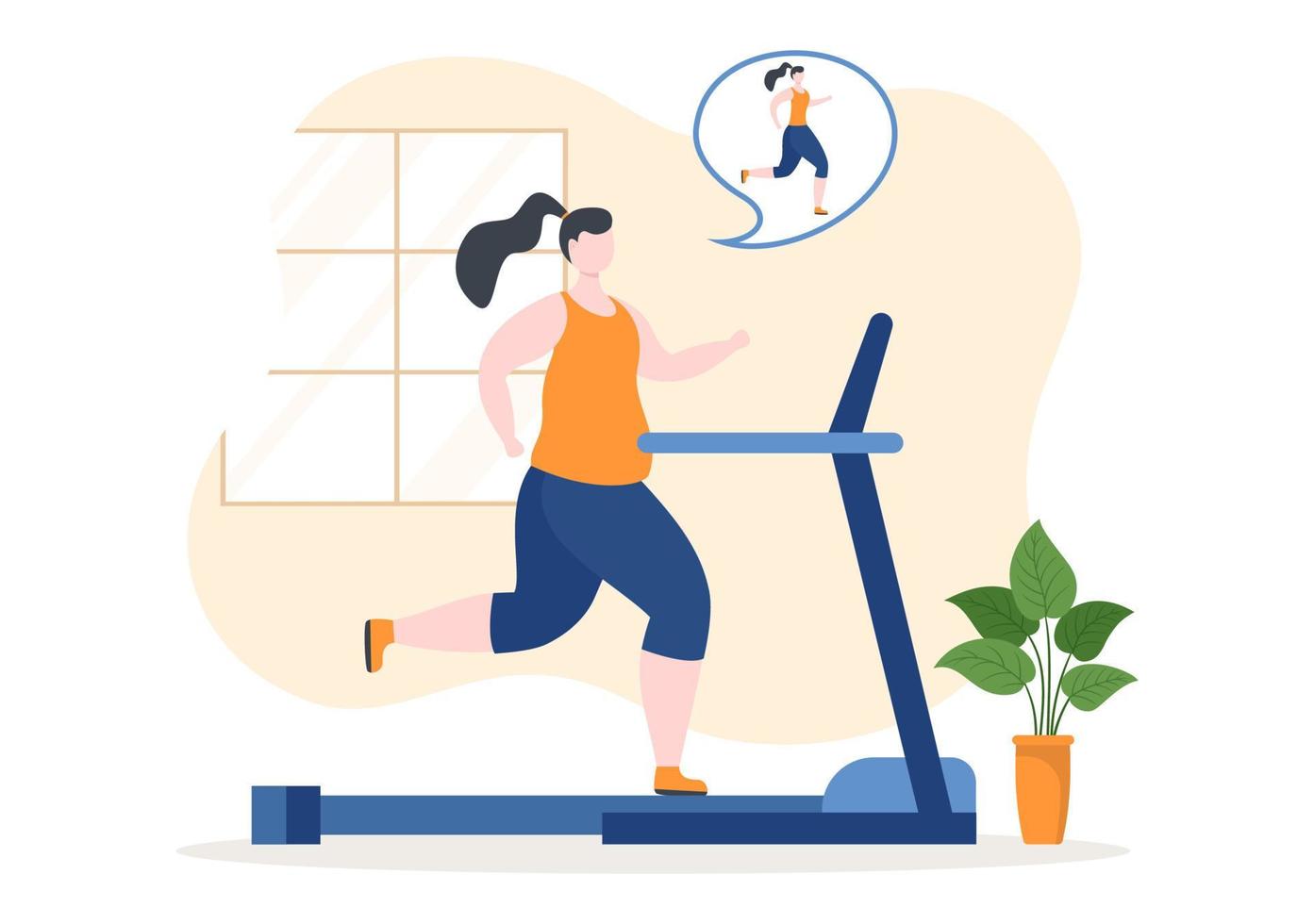 Weight Loss Template Hand Drawn Cartoon Flat Illustration of People Overweight doing Exercise, Training and Planning Diet for a Slim Body vector