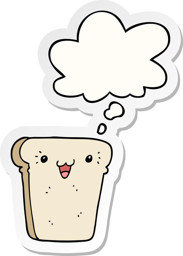 cartoon slice of bread and thought bubble as a printed sticker vector