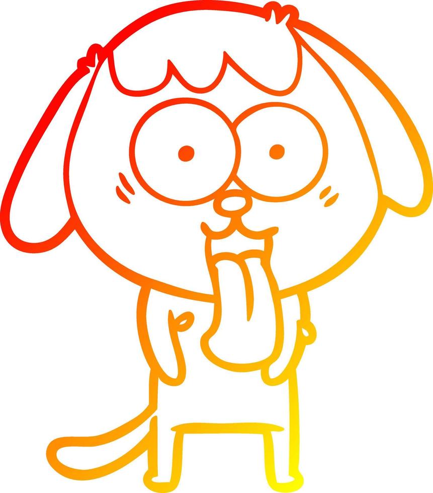 warm gradient line drawing cute cartoon dog vector