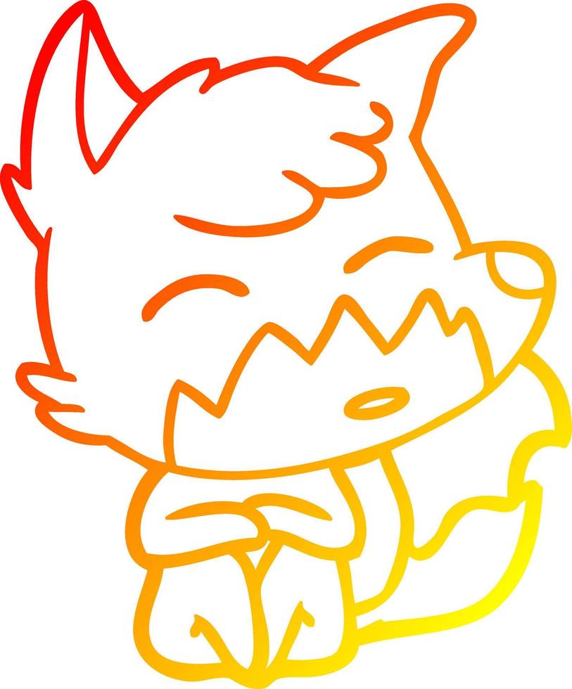 warm gradient line drawing cartoon fox vector
