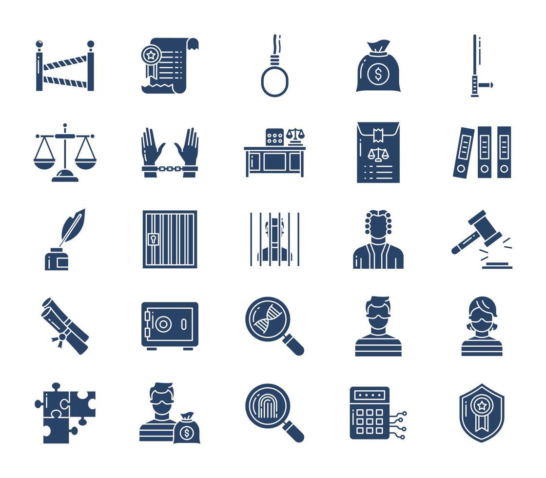 Law and Crime icon set vector