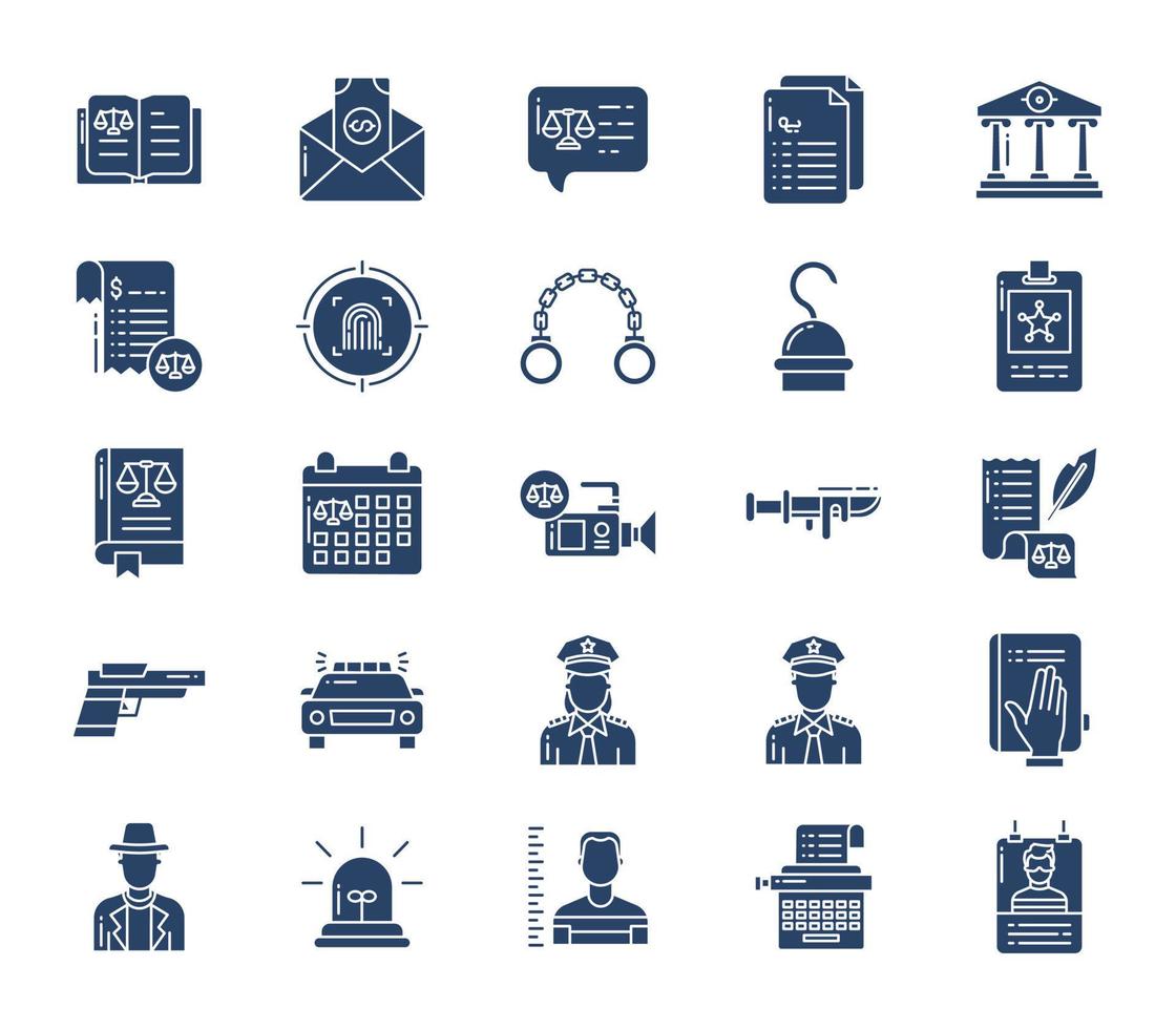 Law and Crime icon set vector