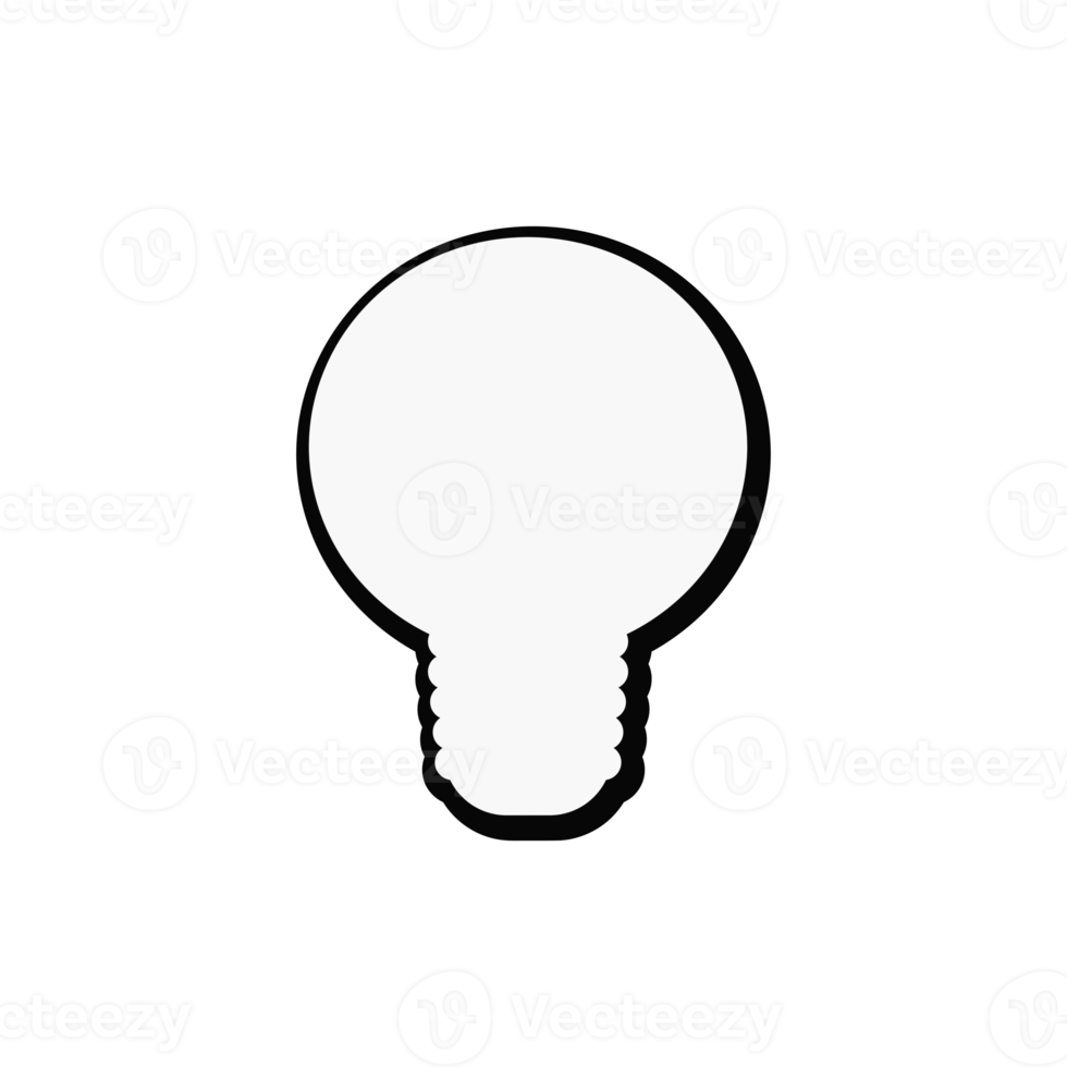 Cartoon light bulb with transparent background. Comic type png