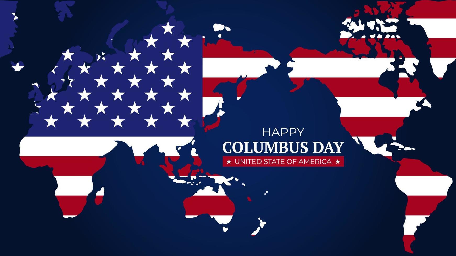 Columbus day united state of america background with world map vector