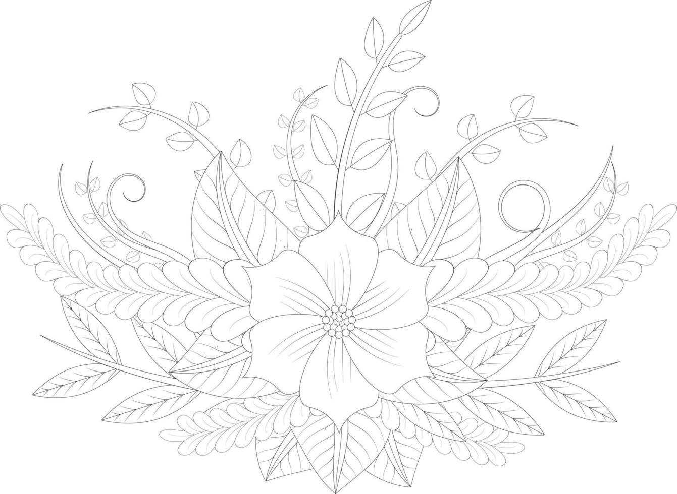 doodle coloring pages, spring doodle, floral coloring pages for kids and adults, spring tree and floral vector