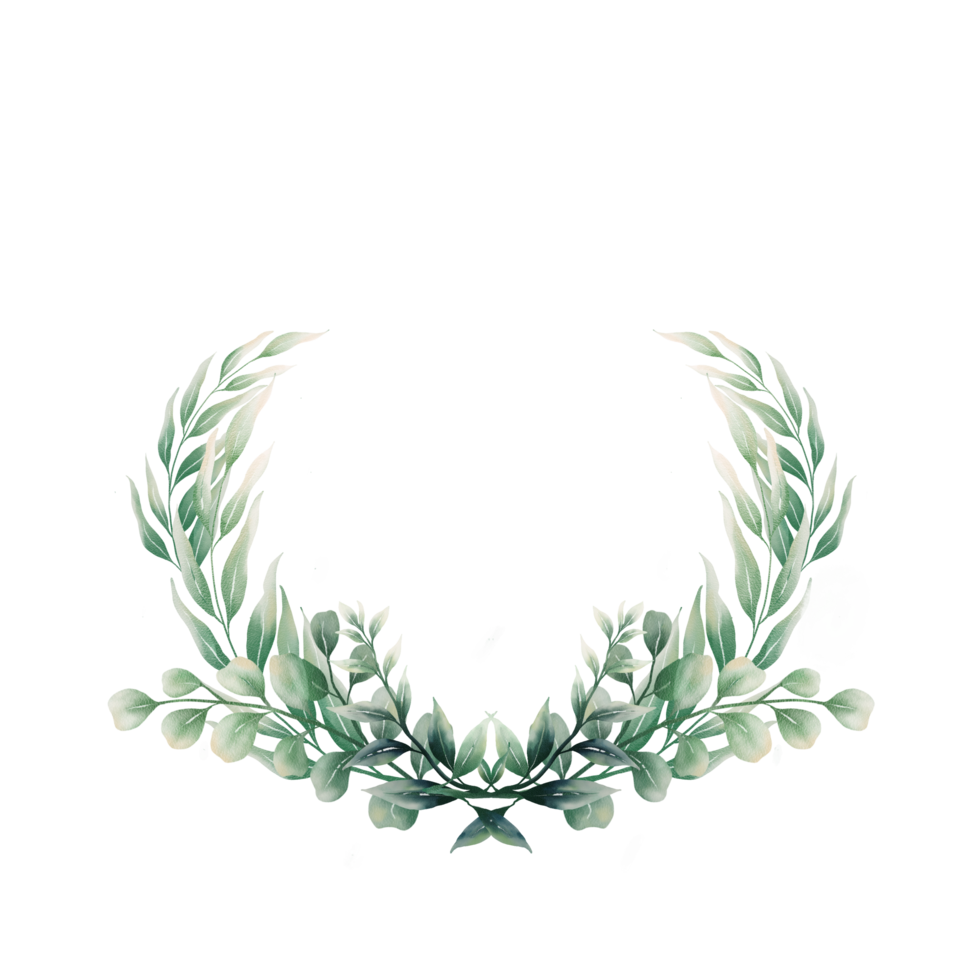 Wreaths of watercolor leaves png