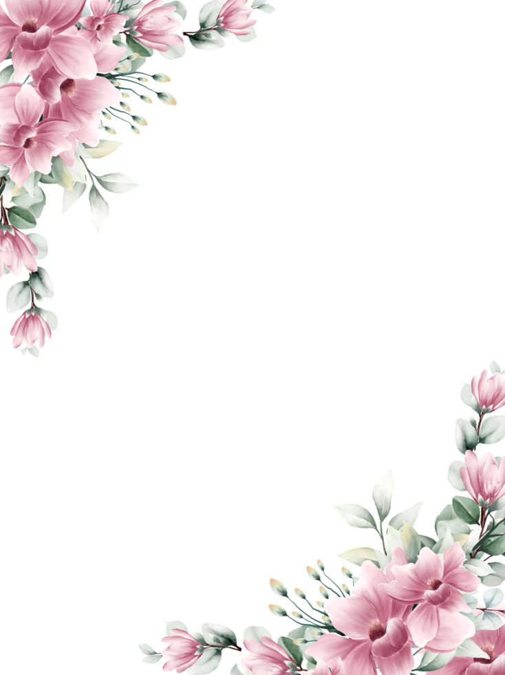 waterverf roze bloem kader png