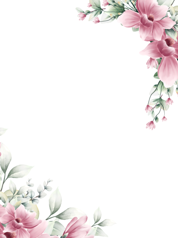 acquerello rosa fiore telaio png