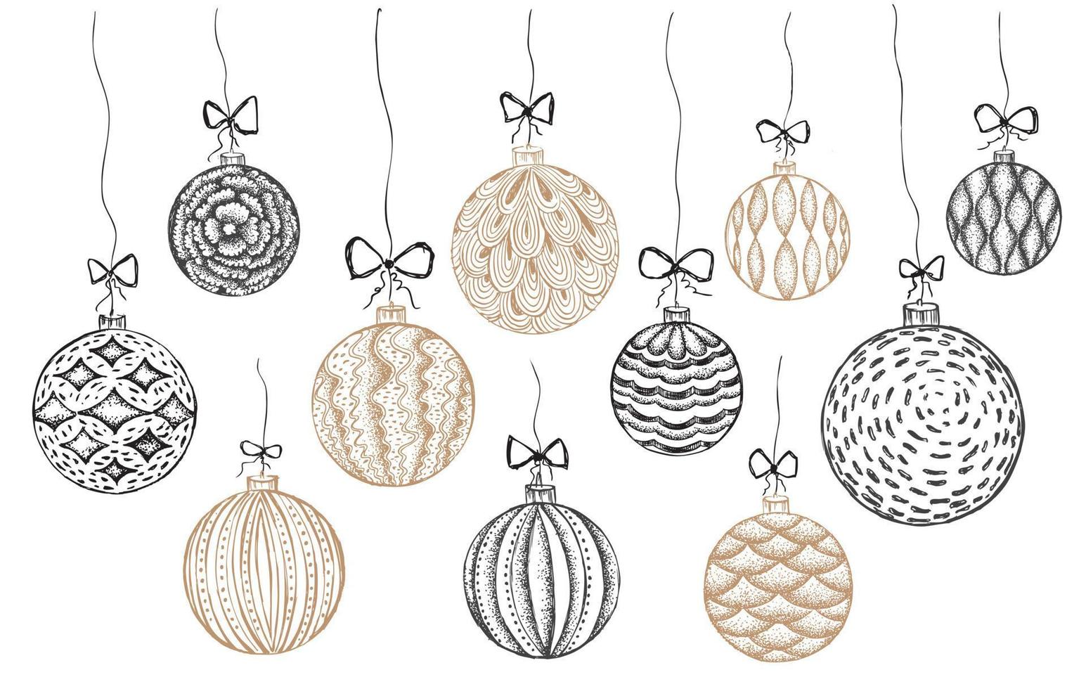 Christmas and New Year set. Hand drawn illustration. vector