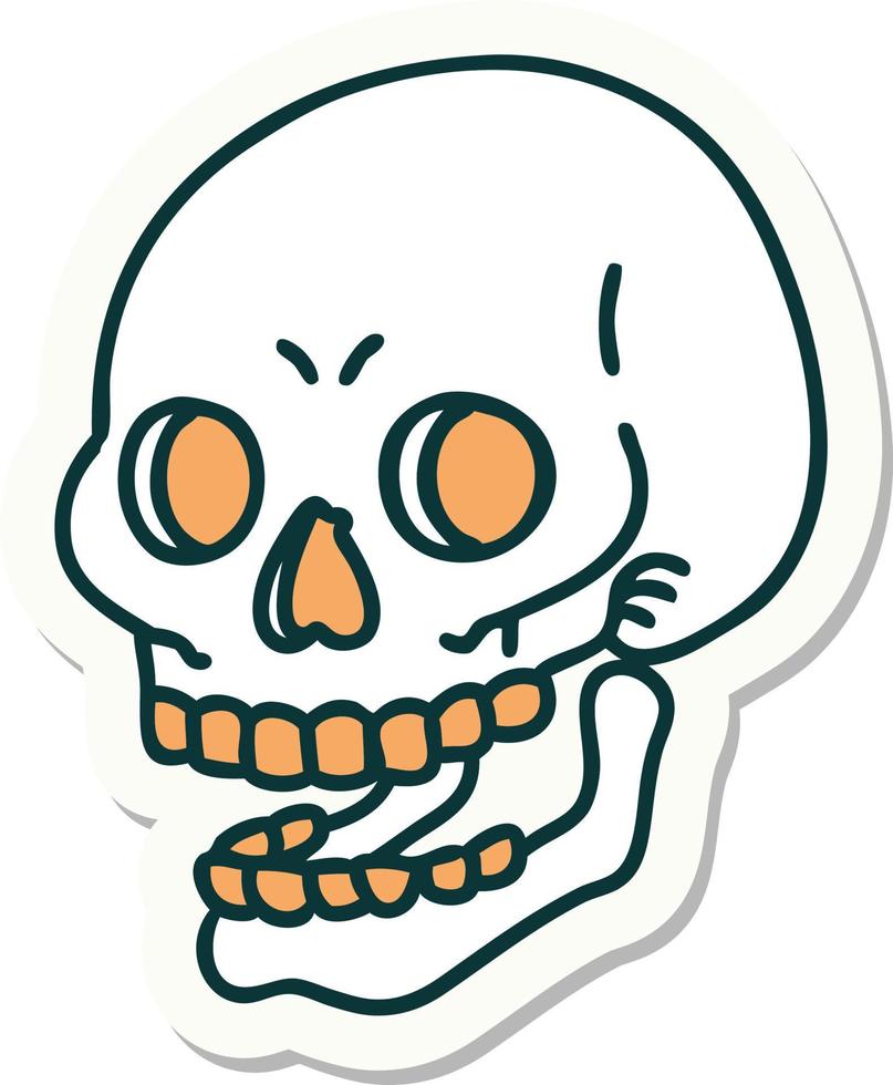 pegatina de tatuaje al estilo tradicional de una calavera vector